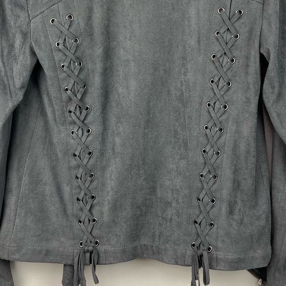 CUPCAKES AND CASHMERE Holt Lace-Up Faux Suede Moto Jacket - Picture 10 of 13